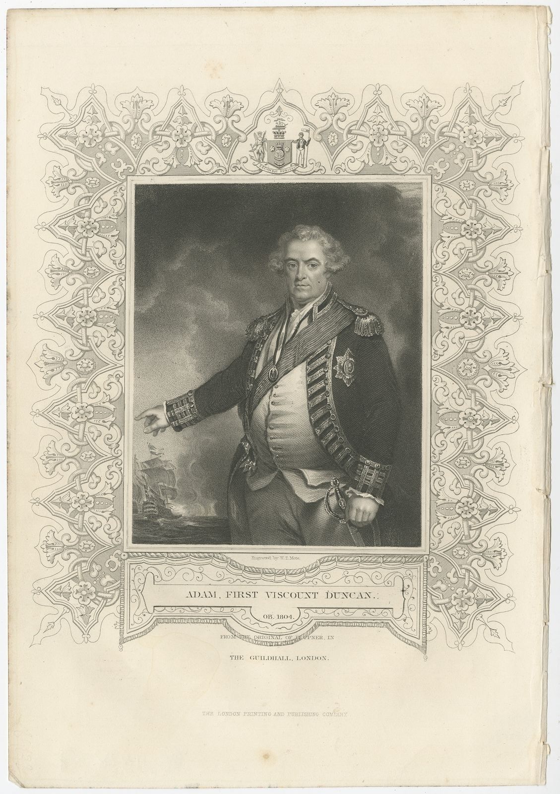 Antique Portrait Of Adam Duncan By Mote (C.1850)