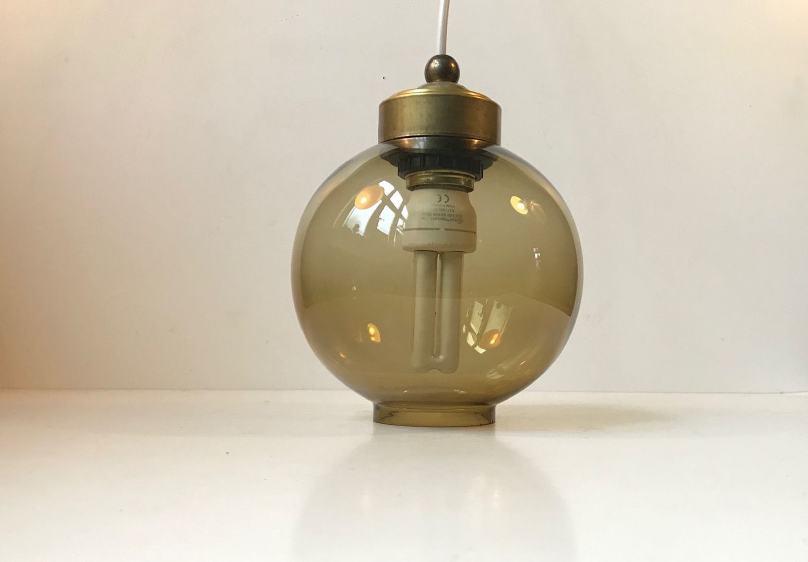 Scandinavian Smoked Glass Ball Pendant Light, 1960s photo 363.0
