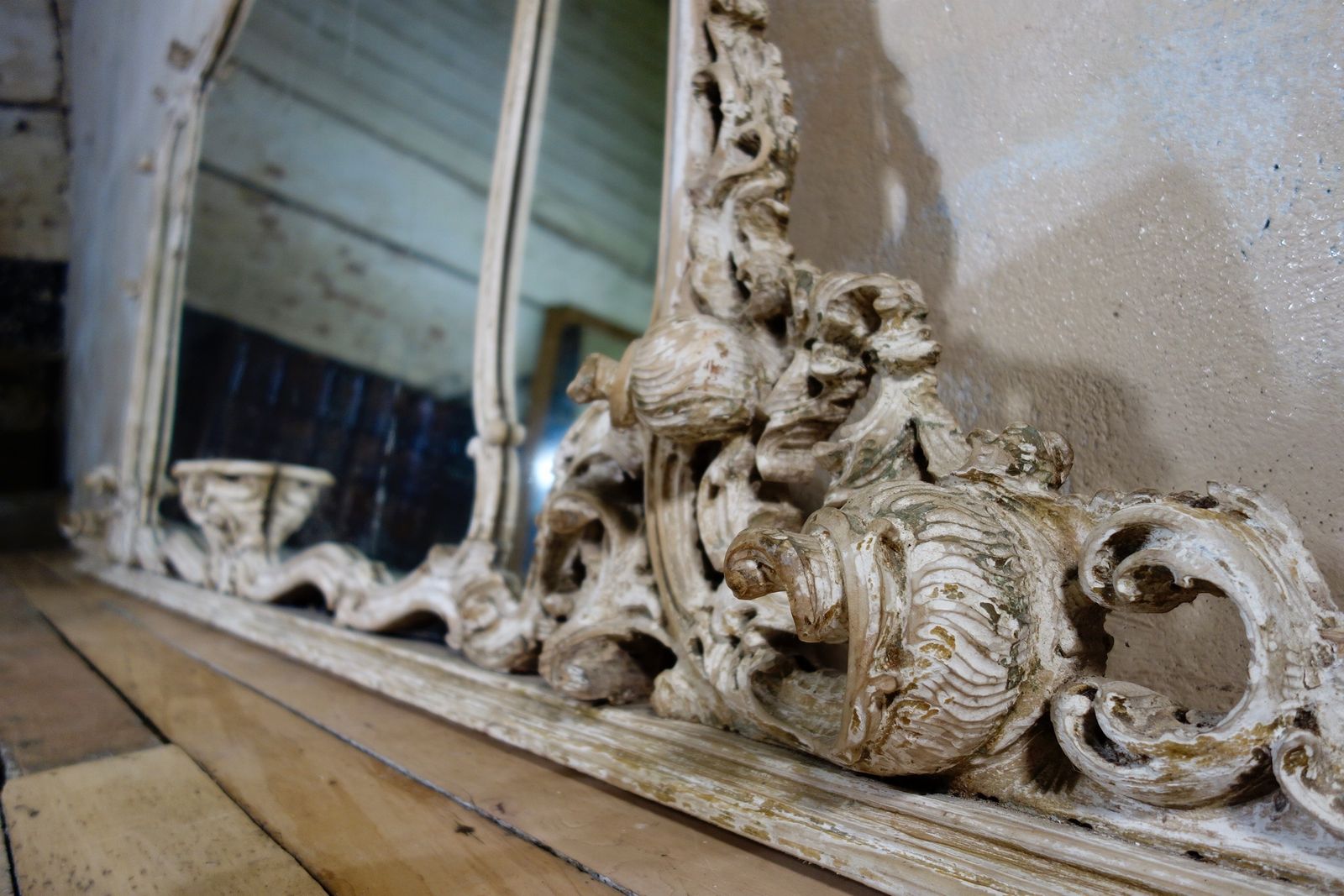 Home Decor 19th Century French Painted Rococo Wall Mirror photo