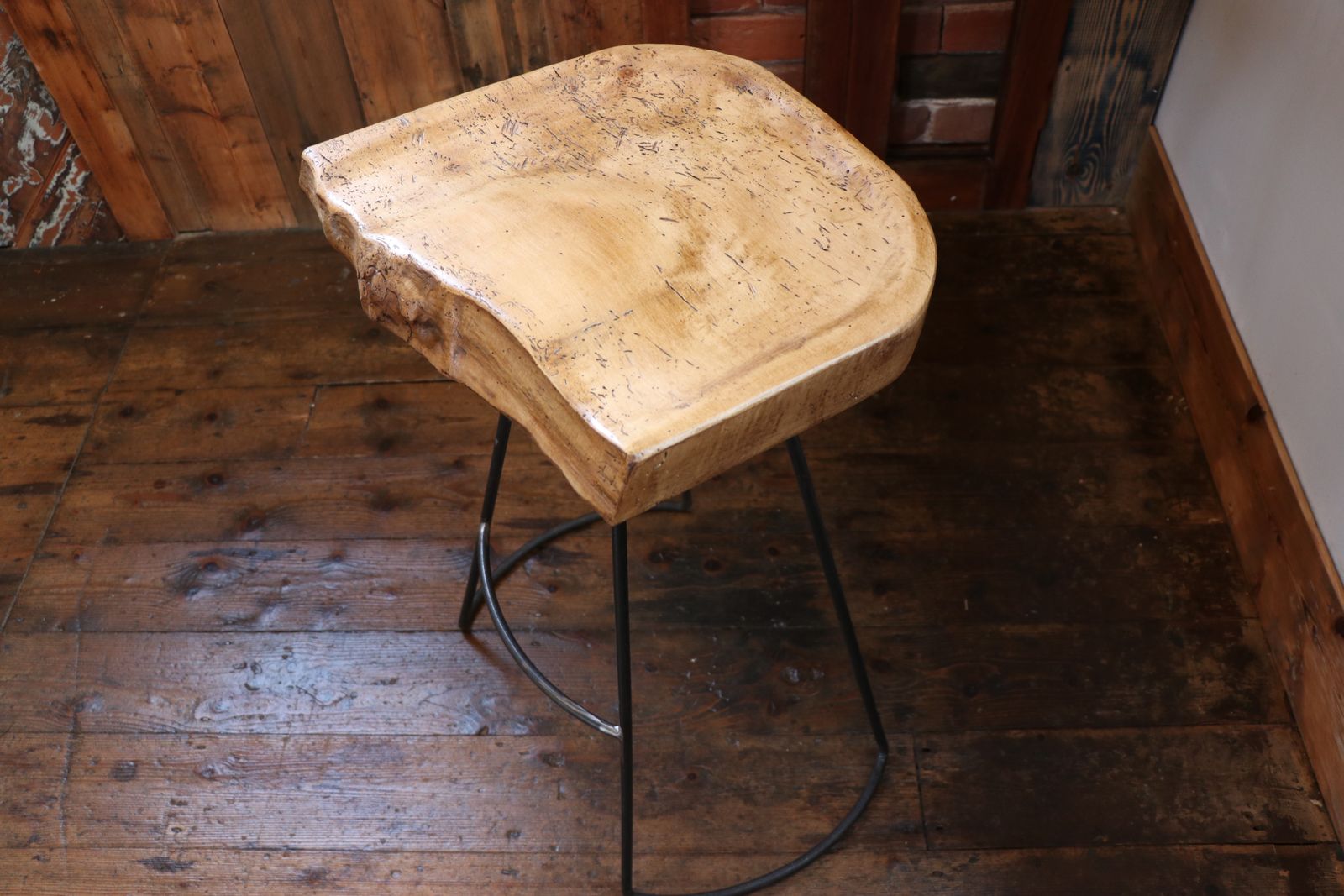 Handmade Industrial Designed Barstool With Oak Seat