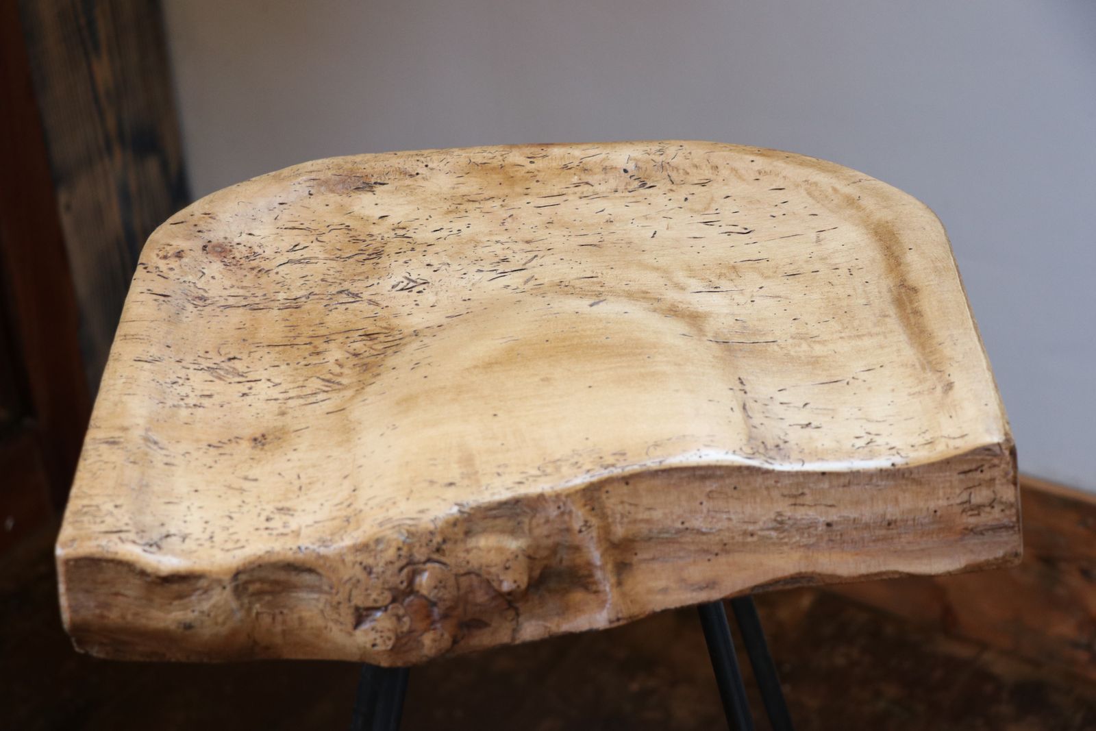 Handmade Industrial Designed Barstool With Oak Seat photo vinterior