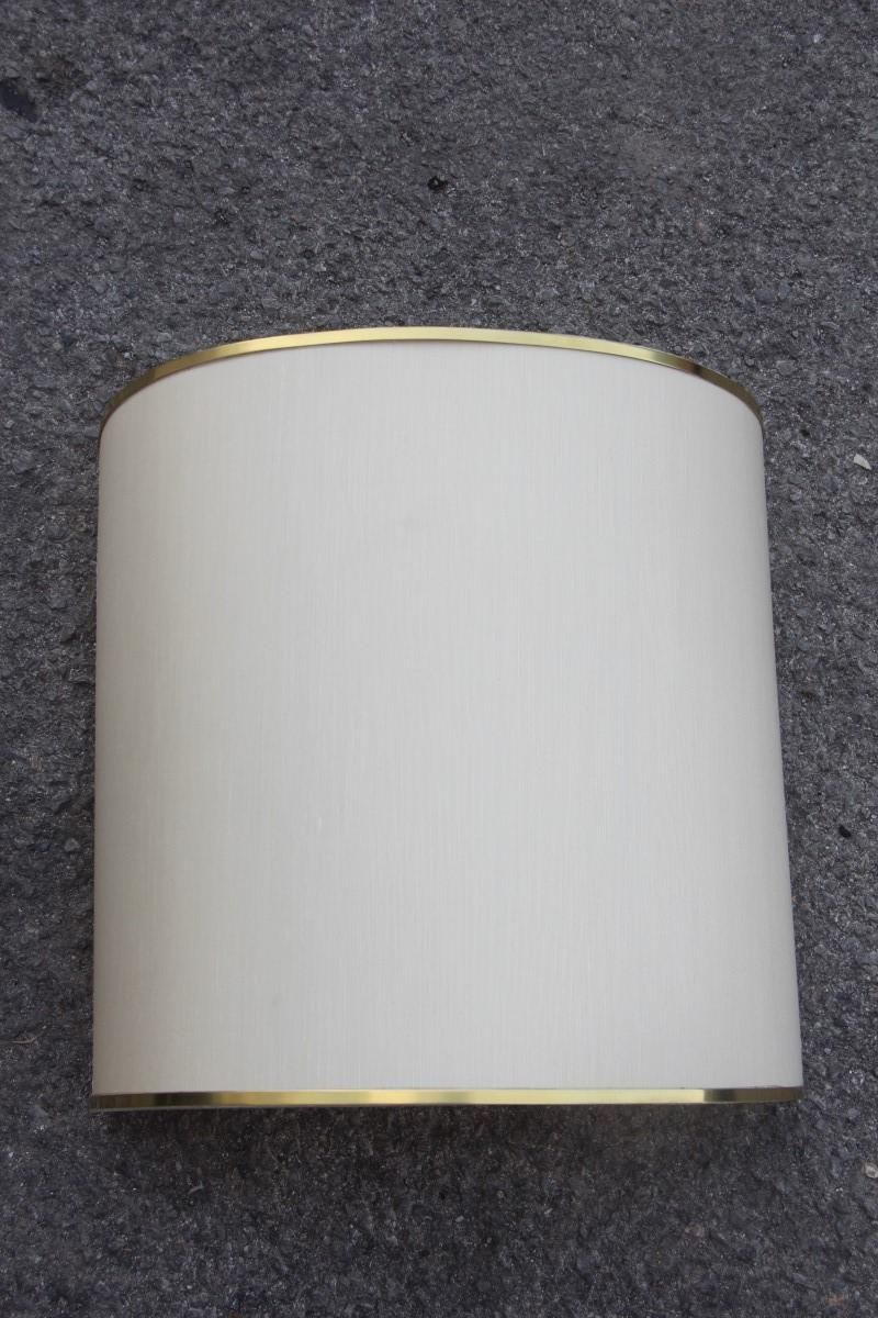 Pair Of Curved Big Applique Silk Shantund Brass Curved Beige Gold 1970 Italian photo vinterior