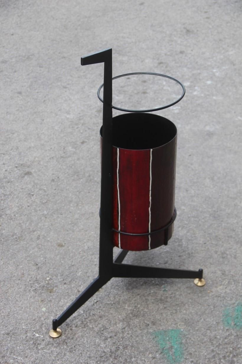 Umbrella Stand Poggibonsi Siva Design Midcentury Italian Enamel Iron Black photo buy
