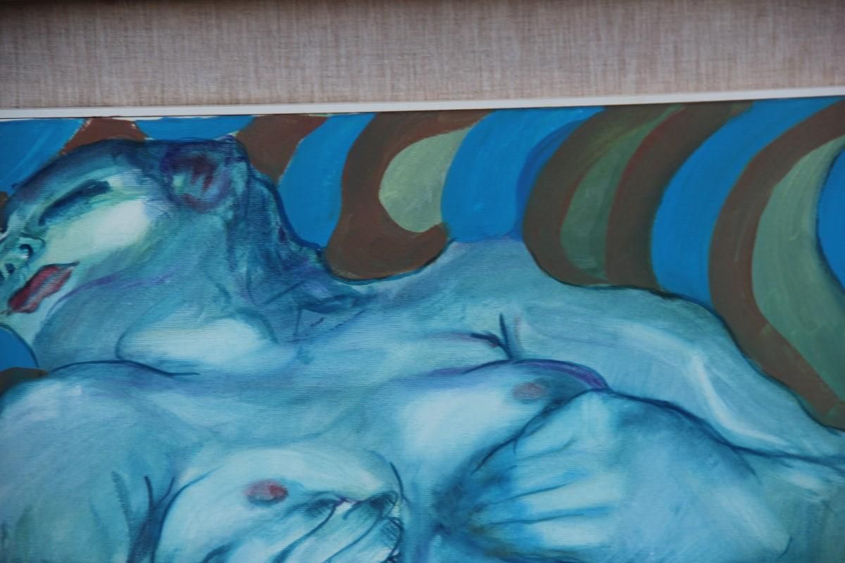 photo furniture Oil On Canvas Naked Woman Elio Pelosi Neapolitan Painter Work Entitled Orgasm