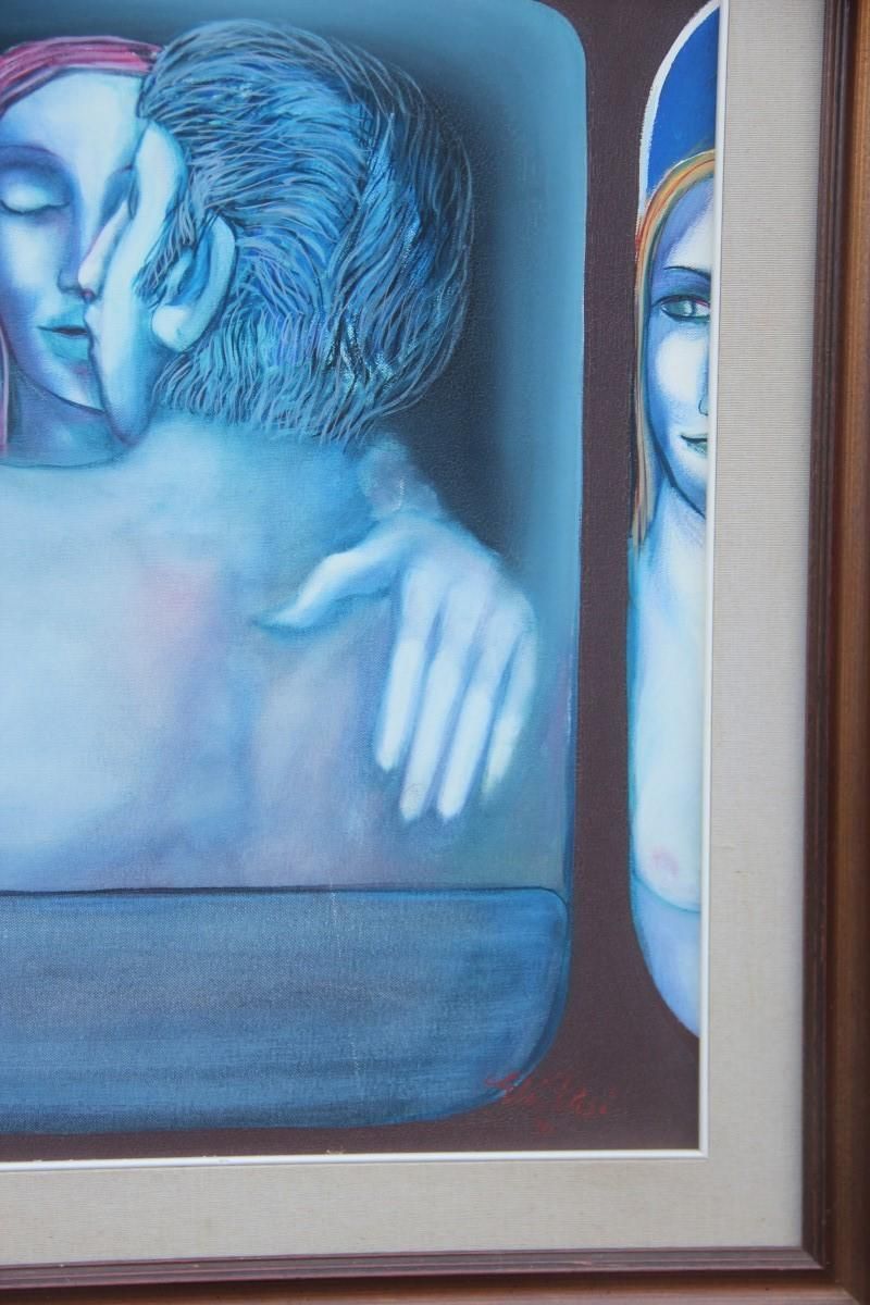 Oil On Canvas Elio Pelosi Neapolitan Painter Depicting The Characters, 1971 photo 988.0