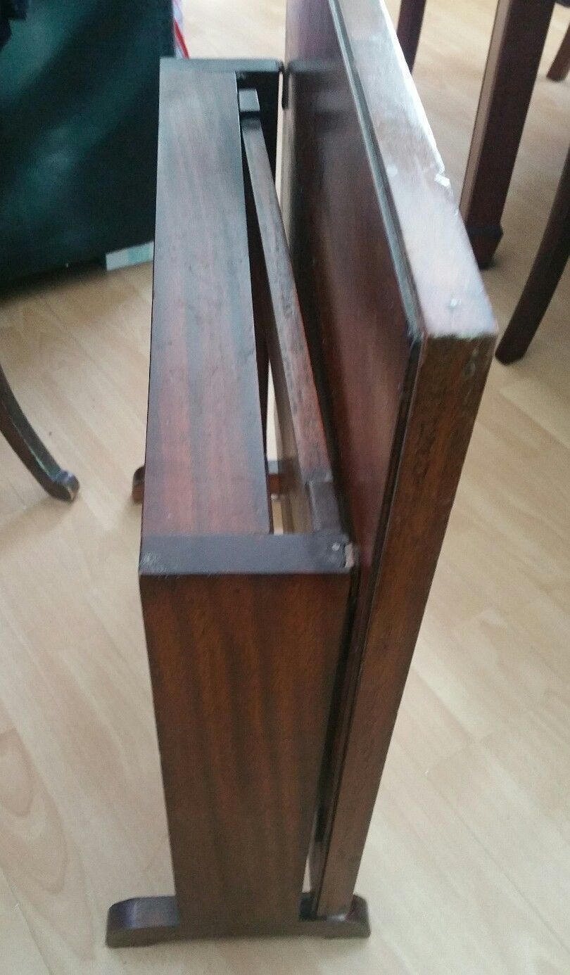 Vintage Wood Folding Table With Glass Top Covering Tapestry photo Furniture