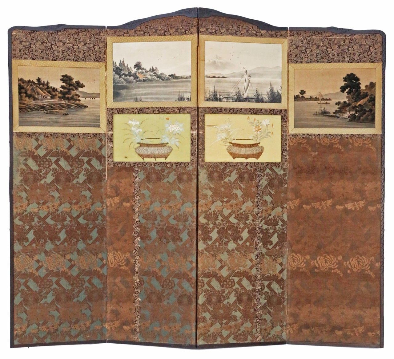 Victorian Chinoiserie Mahogany Dressing Screen