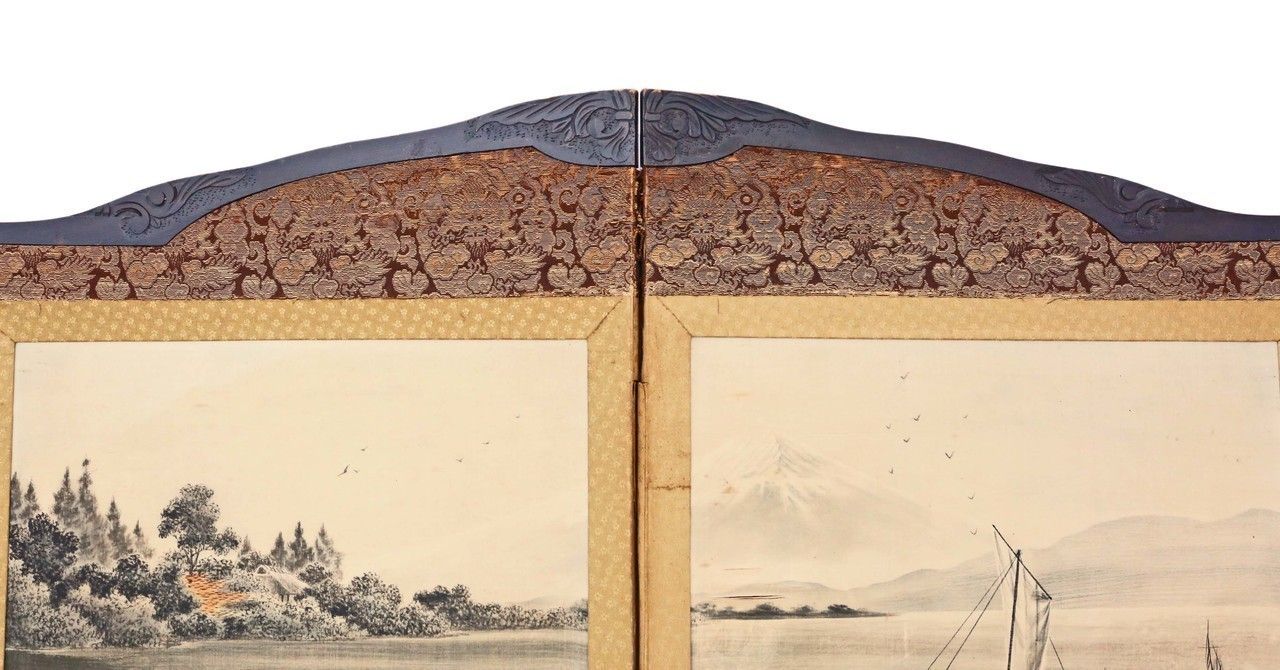Victorian Chinoiserie Mahogany Dressing Screen photo vintage