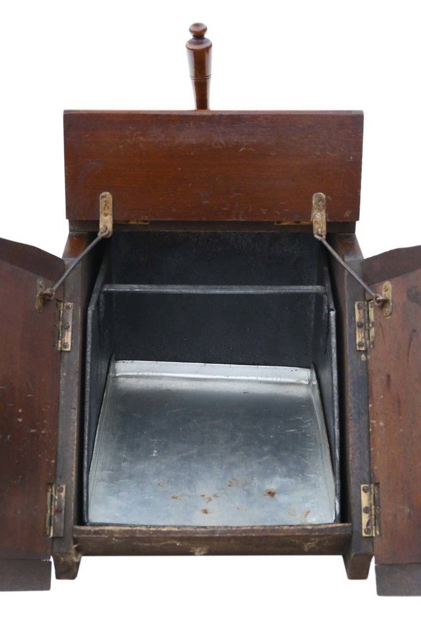 Art Nouveau Beech Walnut And Brass Coal Scuttle Box photo Home Decor