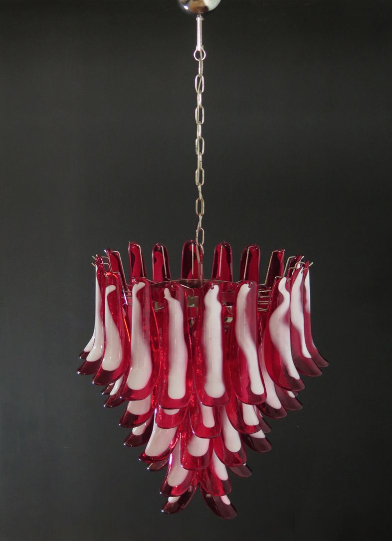 Italian Vintage Murano Chandelier   Mazzega   52 Glass Petals photo for sale