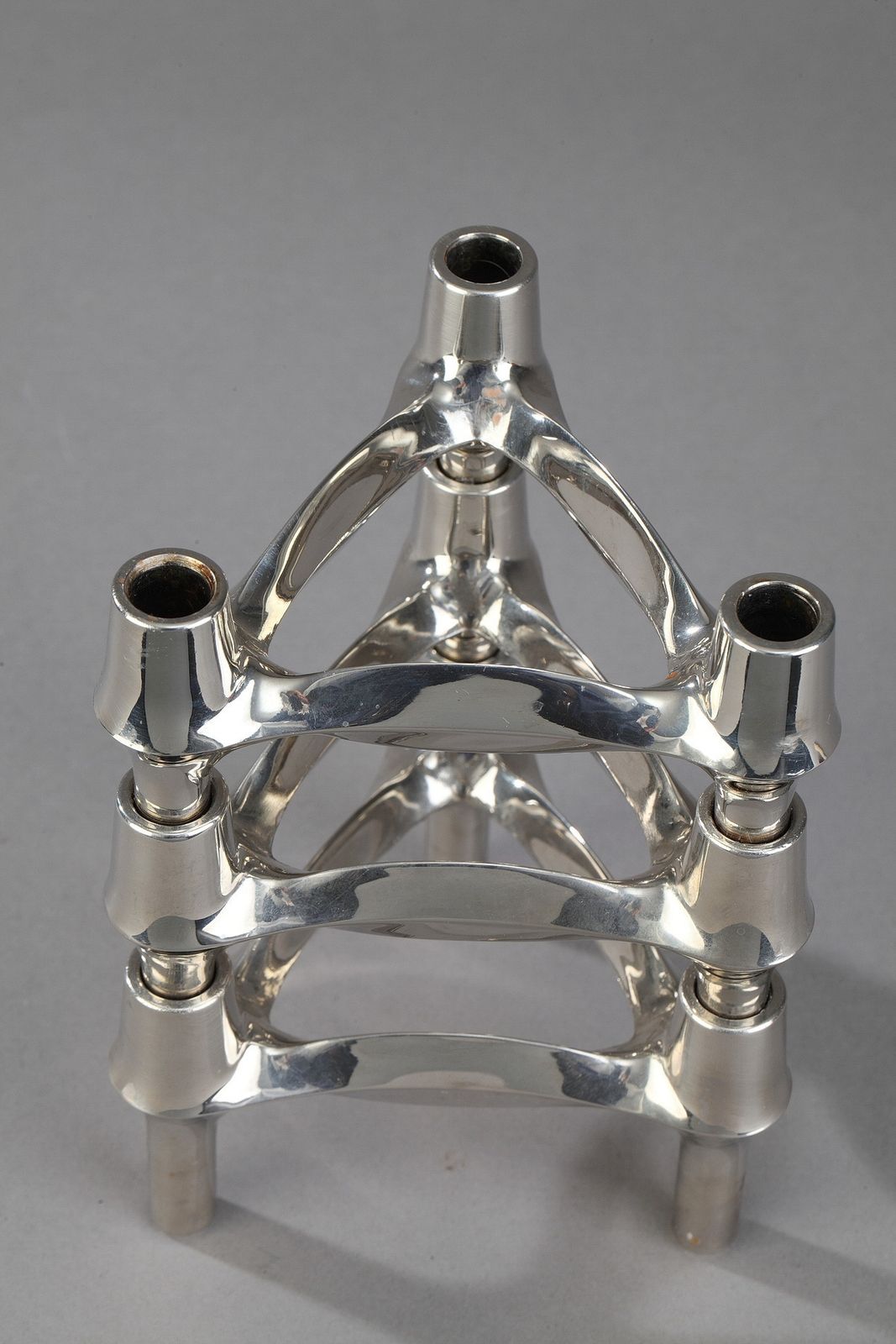 Ensemble de 3 bougeoirs en métal chromé par BMF photo Décoration