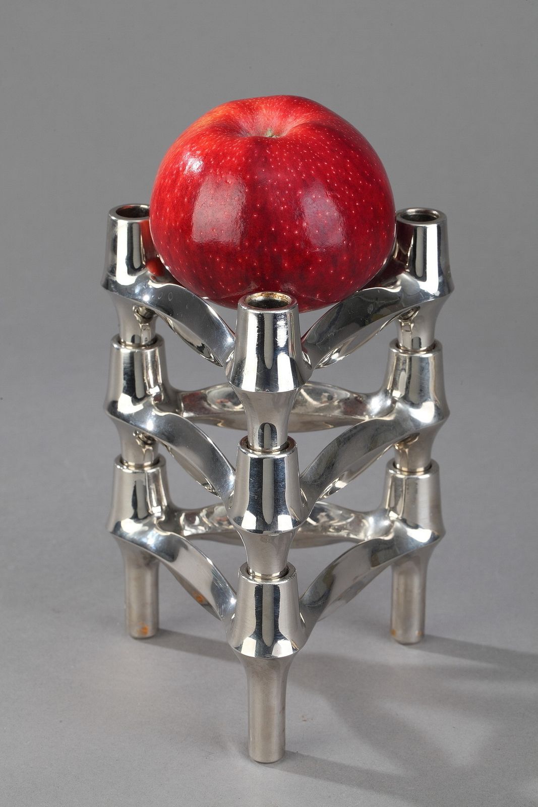 Ensemble de 3 bougeoirs en métal chromé par BMF photo vinterior