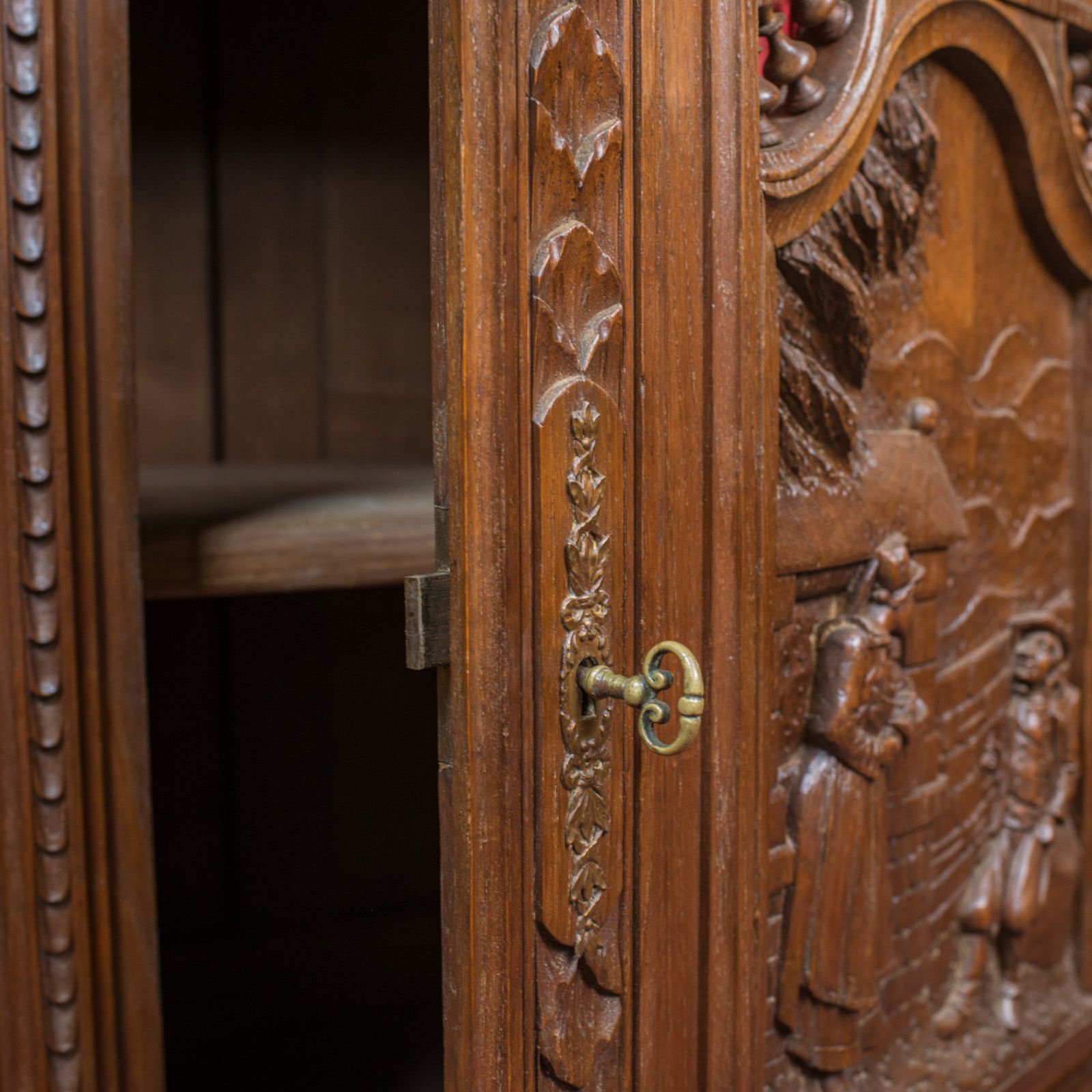 Antique, Breton Cabinet, Carved French Sideboard, Oak, Late 19th Century C.1880 photo furniture