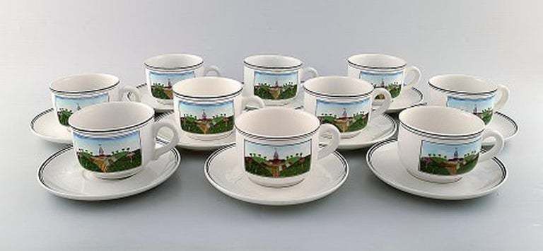 Villeroy & Boch Naif Coffee Service In Porcelain, Set Of 10 Large Cups & Saucers photo furniture