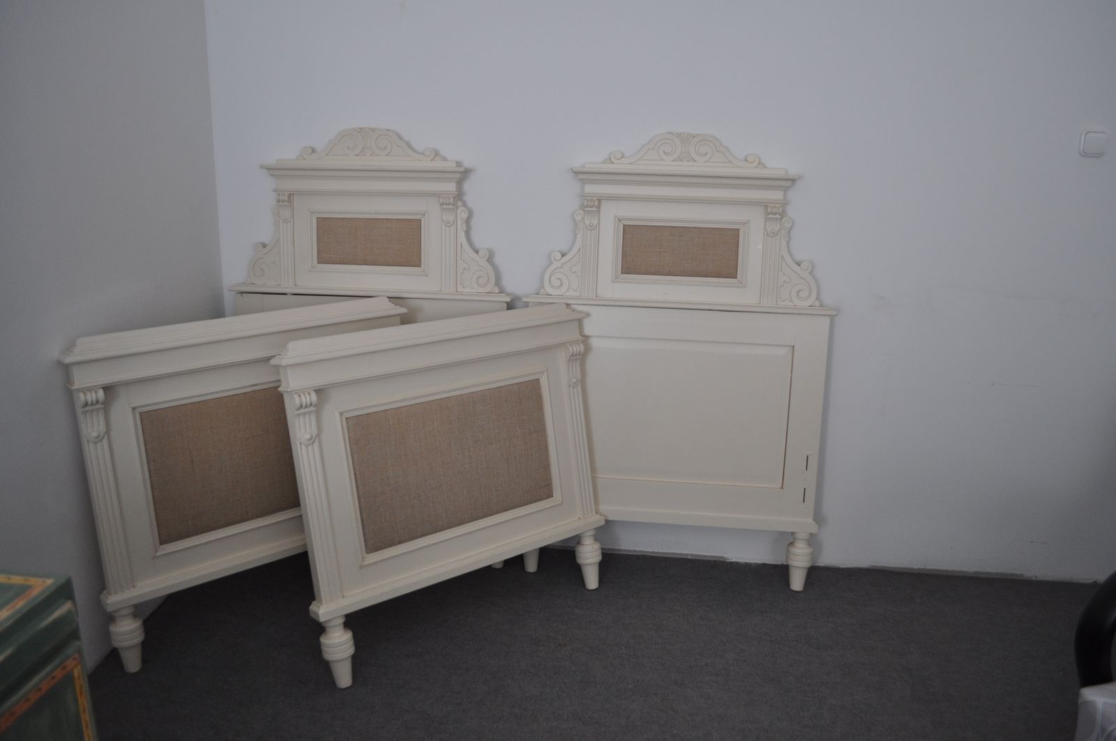 Old German Pair Of Painted Single Beds