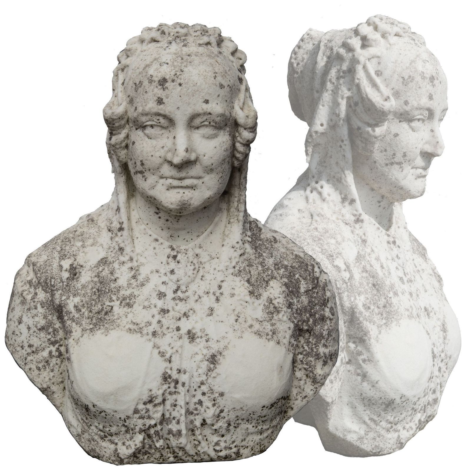 Antique Queen Victoria Bust Carved In Carrara Marble