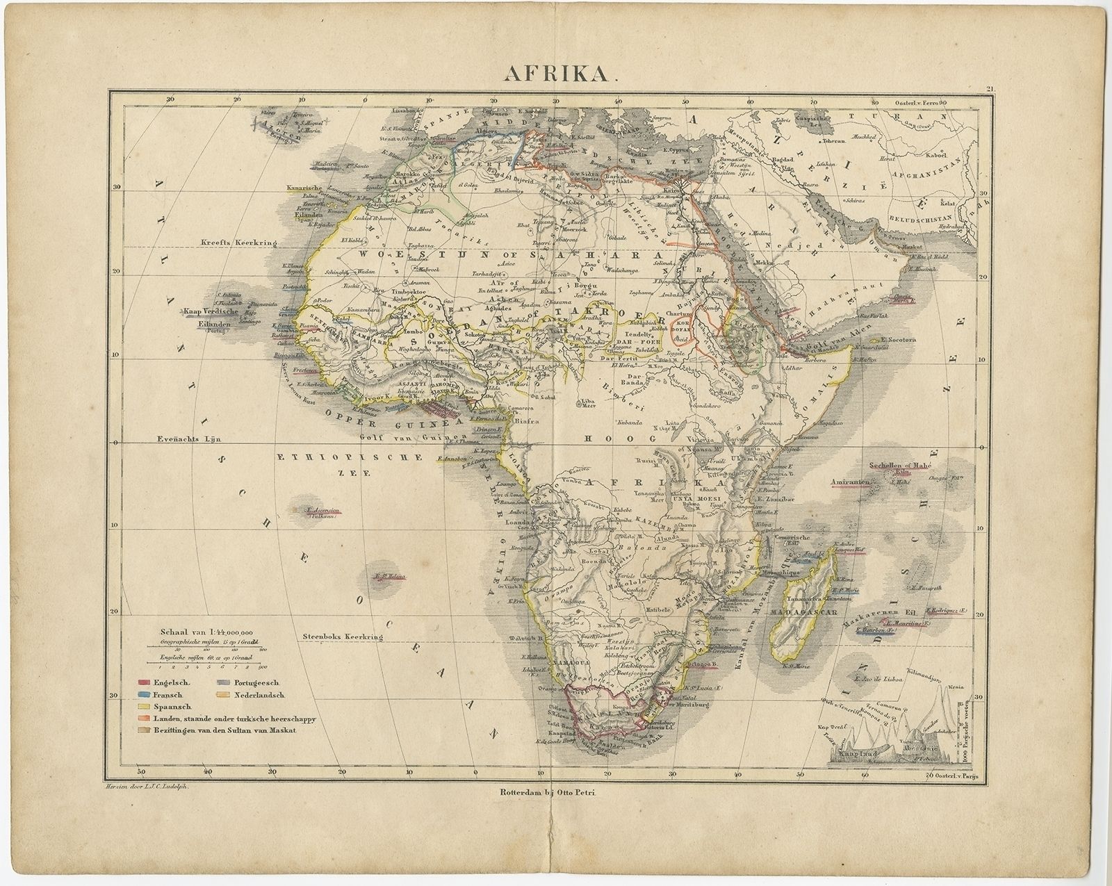 Antique Map Of Africa By Petri (C.1873)