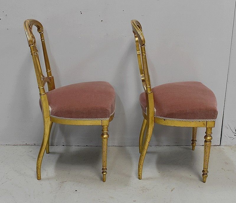 Pair Of Golden Wood Chairs Napoleon III, 2nd Part Of The 19th photo 683.92