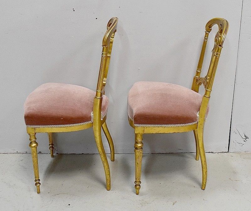 Pair Of Golden Wood Chairs Napoleon III, 2nd Part Of The 19th photo vinterior