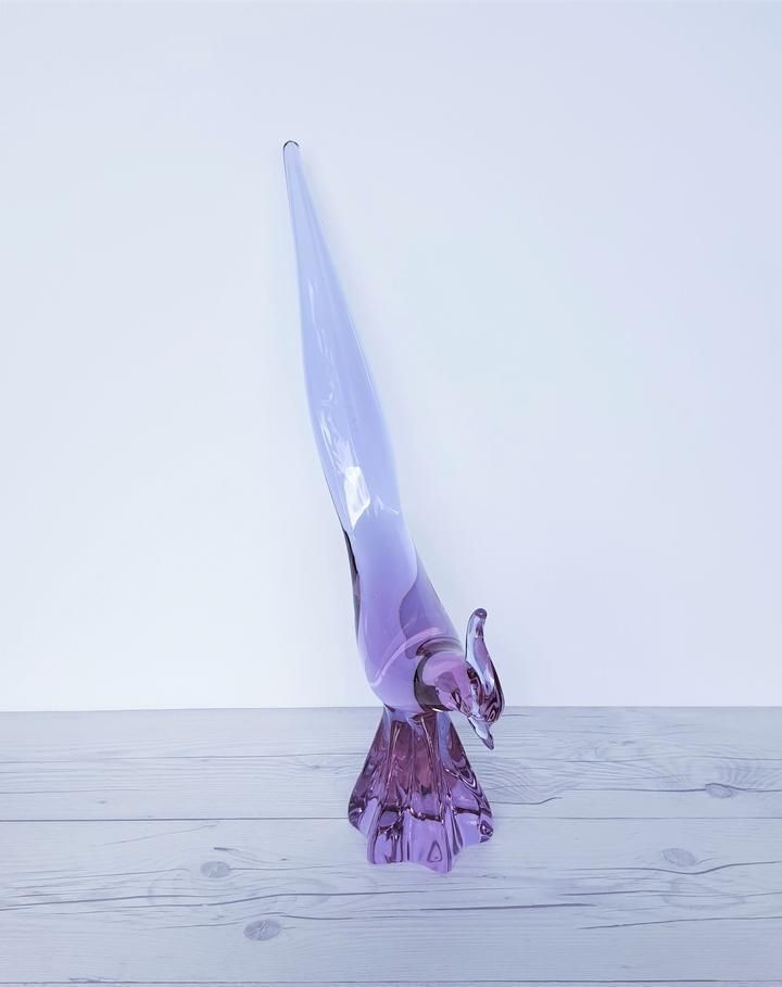 photo furniture Murano By Licio Zanetti Neodymium Alexandrite Handblown Art Glass Bird Sculpture, Signed, 1970s
