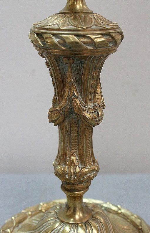 Pair Of Golden Bronze Flambeaux, Louis XVI Style , Nineteenth photo buy