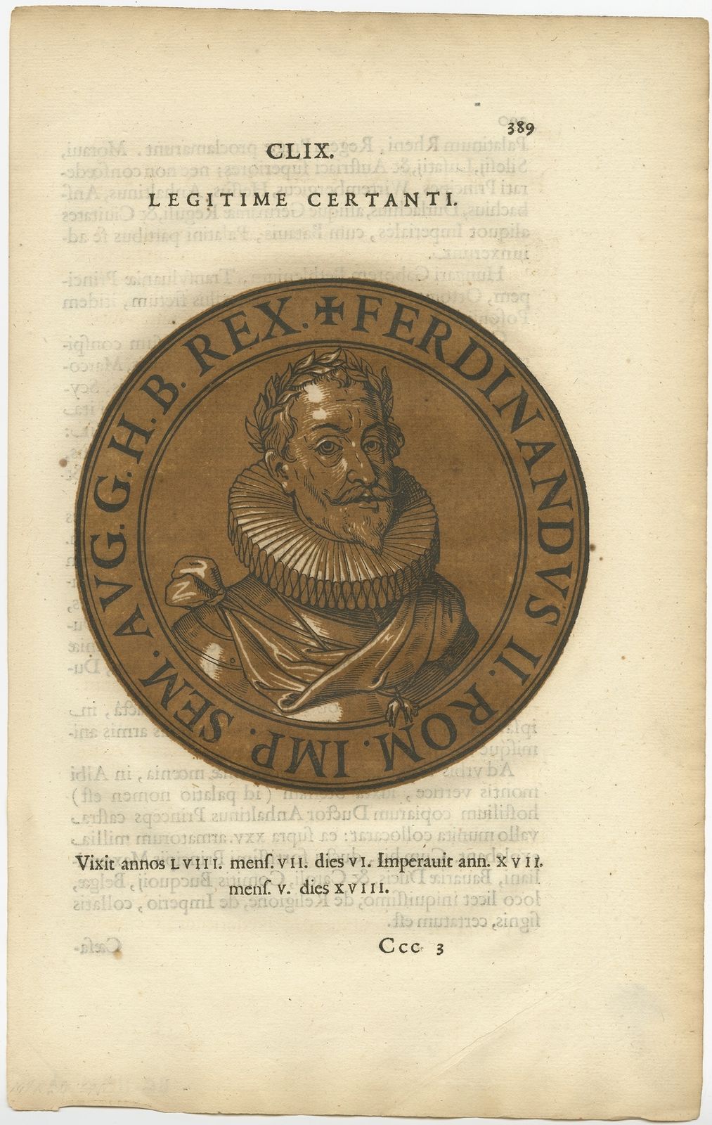 Antique Portrait Of Ferdinand II By Goltzius (1645)