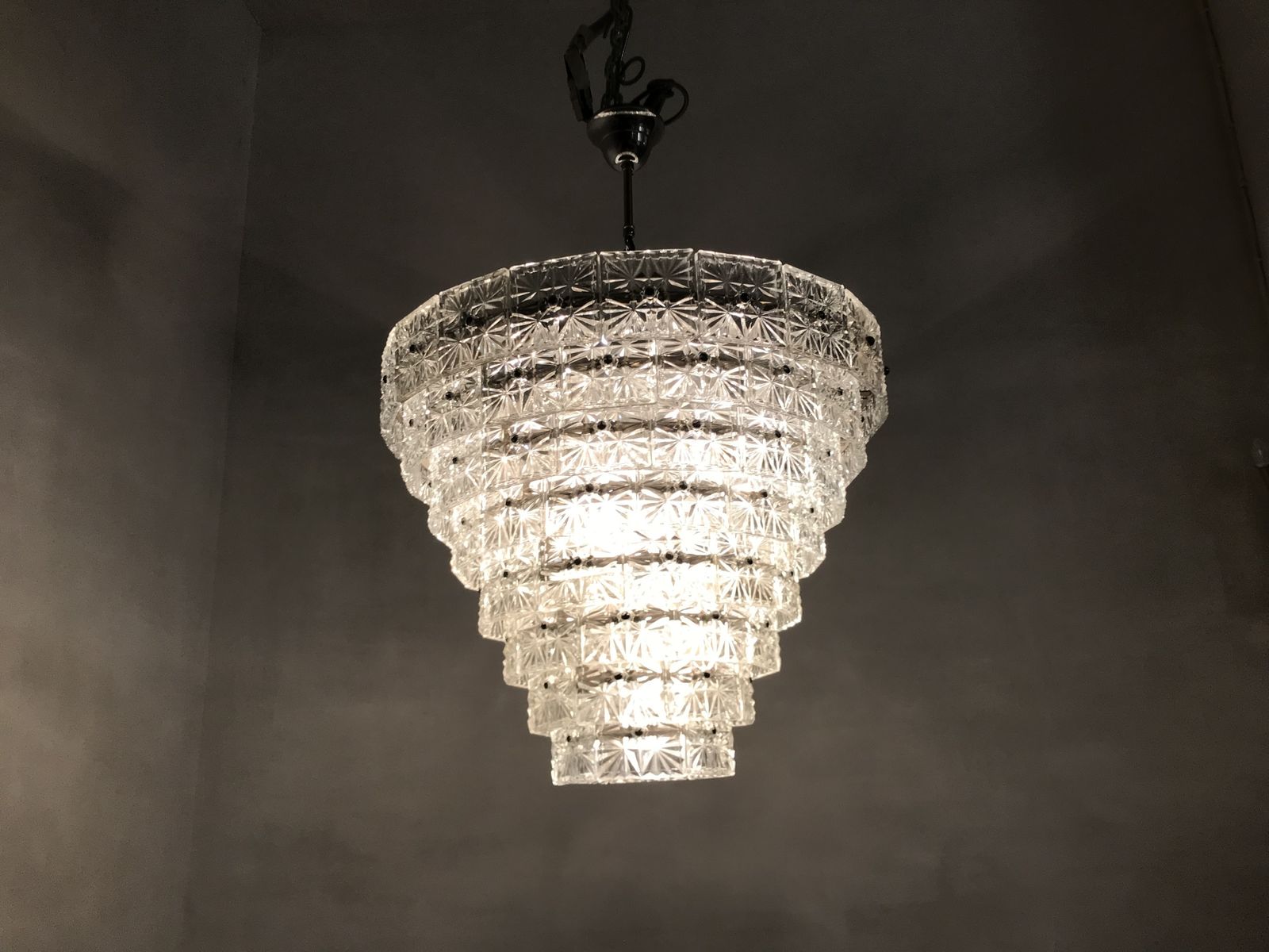 Large Midcentury Crystal Chandelier 18 Lights photo Lighting