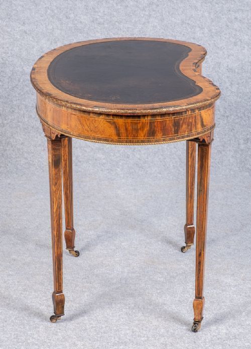 Fine Rosewood & Inlaid Kidney Shaped Writing Table photo vintage