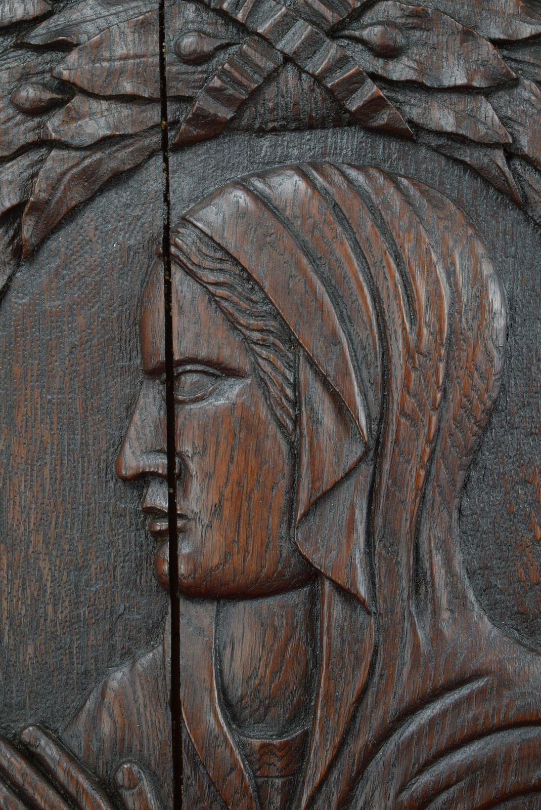 17th.C Virgin Mary Wood Carving Door photo 553.0