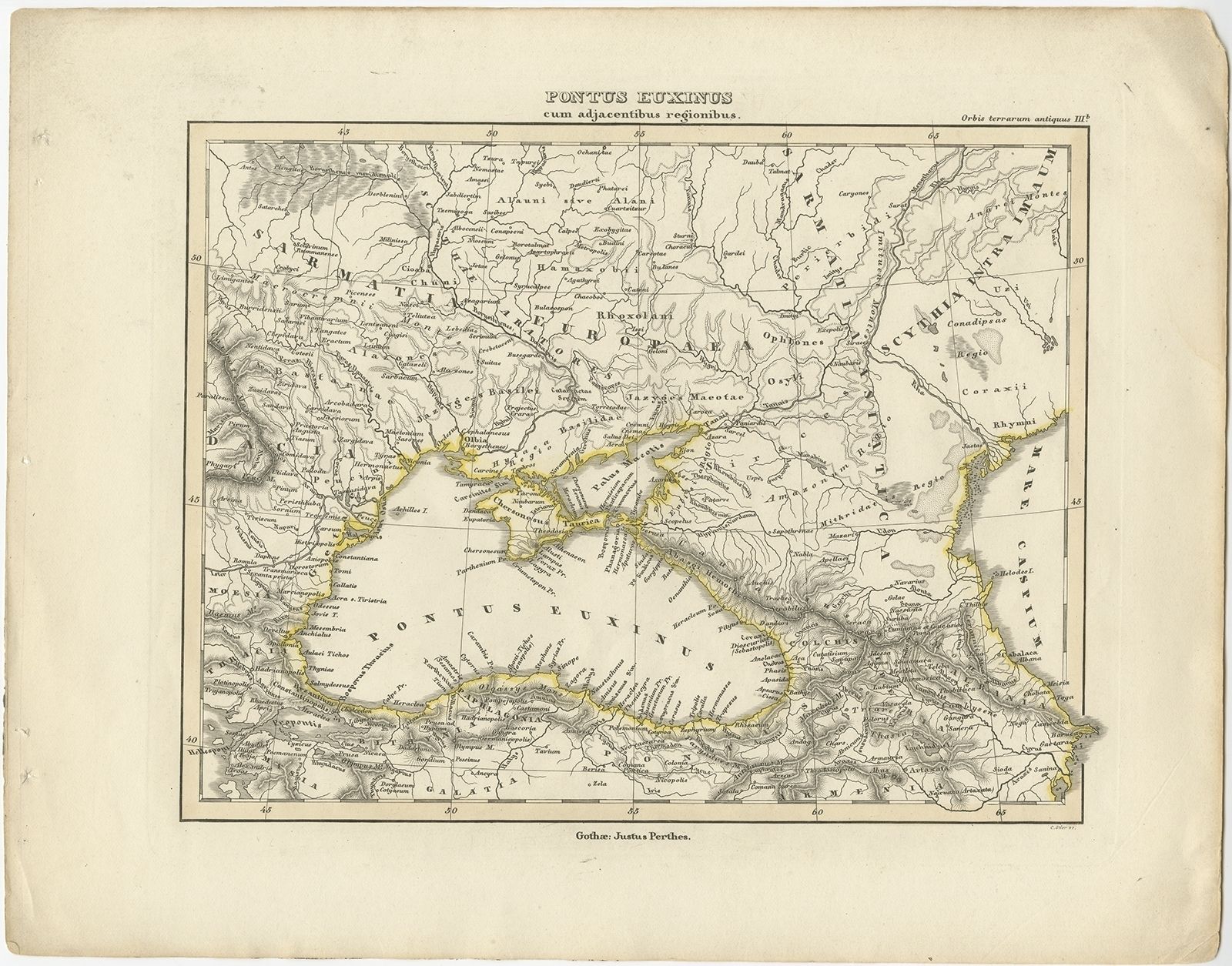 Antique Map Of The Black Sea By Perthes (1848)