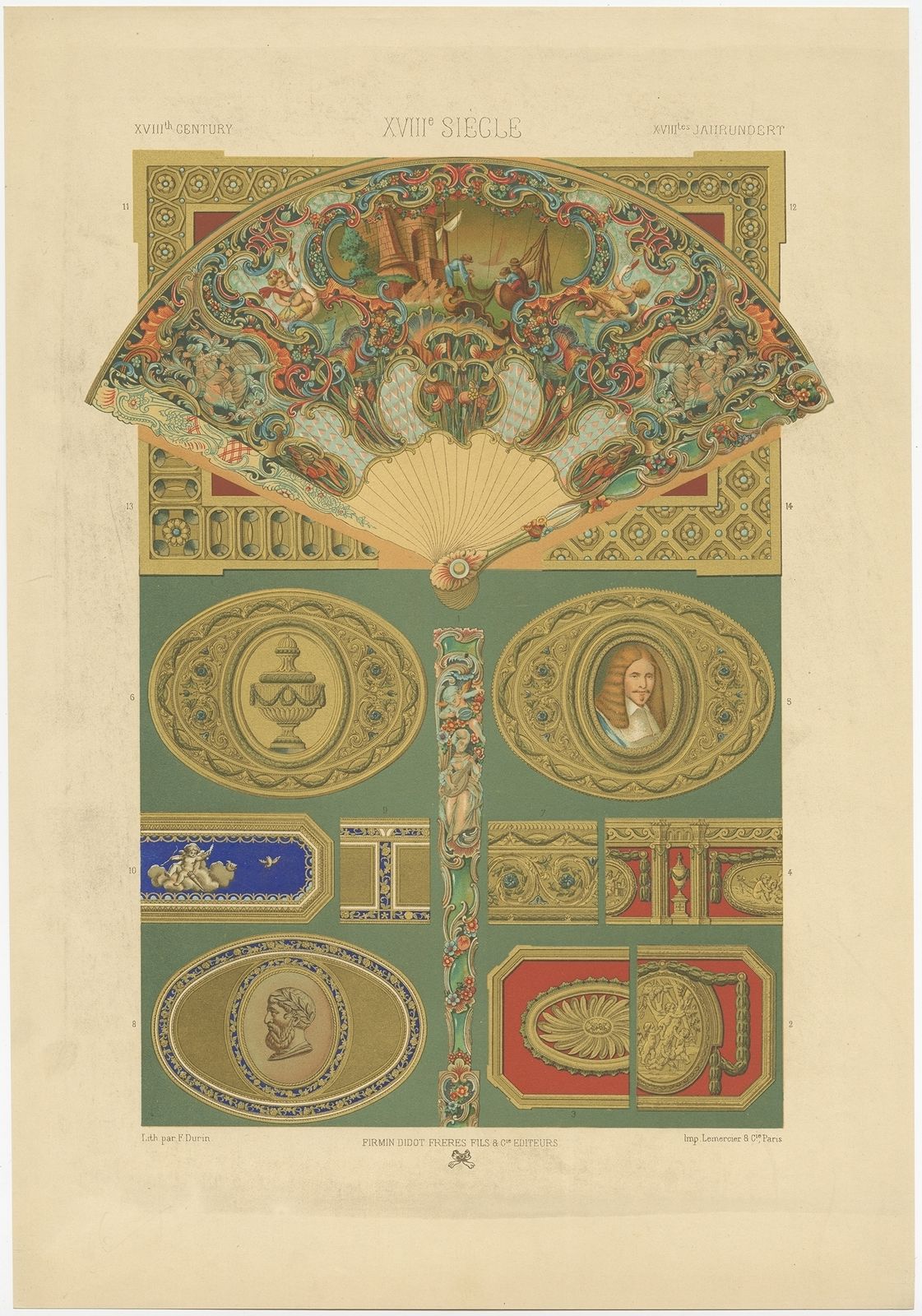 Pl. 88 Antique Print Of Decorative Art In The 18th Century By Rachinet (1869)