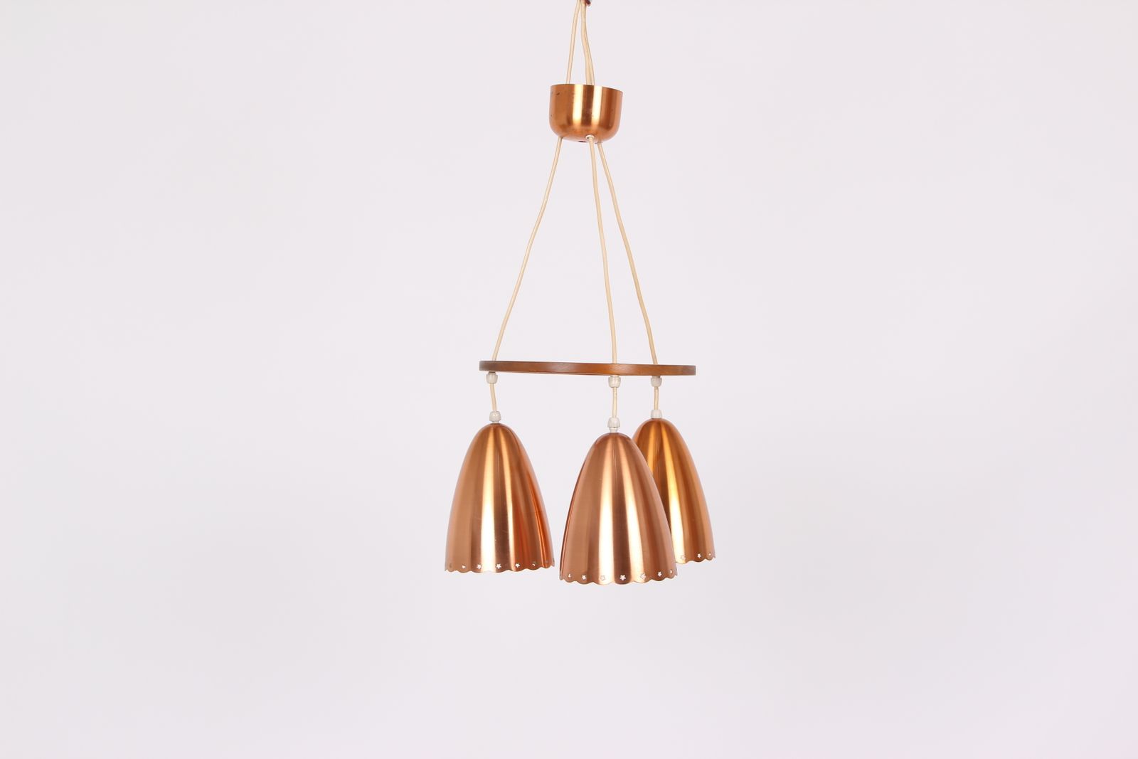 Danish Copper Lamp With 3 Schreens. 1950s Design photo for sale