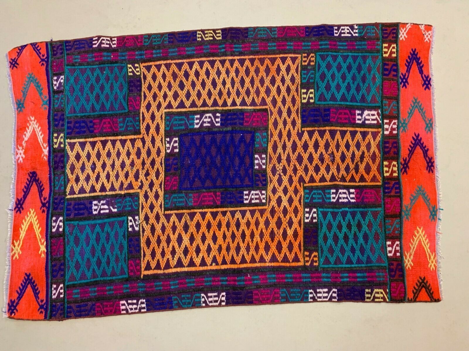Old Turkish Moroccan Kilim Rug 150x102cm Shabby Vintage Colourful Kelim  Medium photo for sale