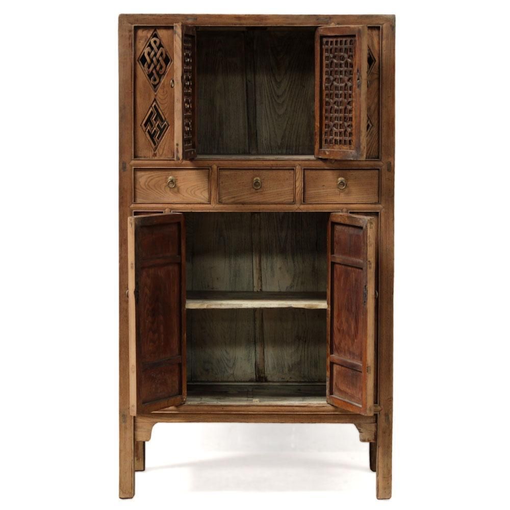 Antique Natural Elm Storage Cabinet photo for sale