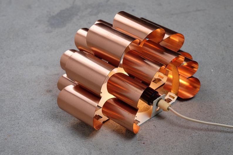 Mid Century Danish Copper Wall Lamp By Werner Schou photo vintage