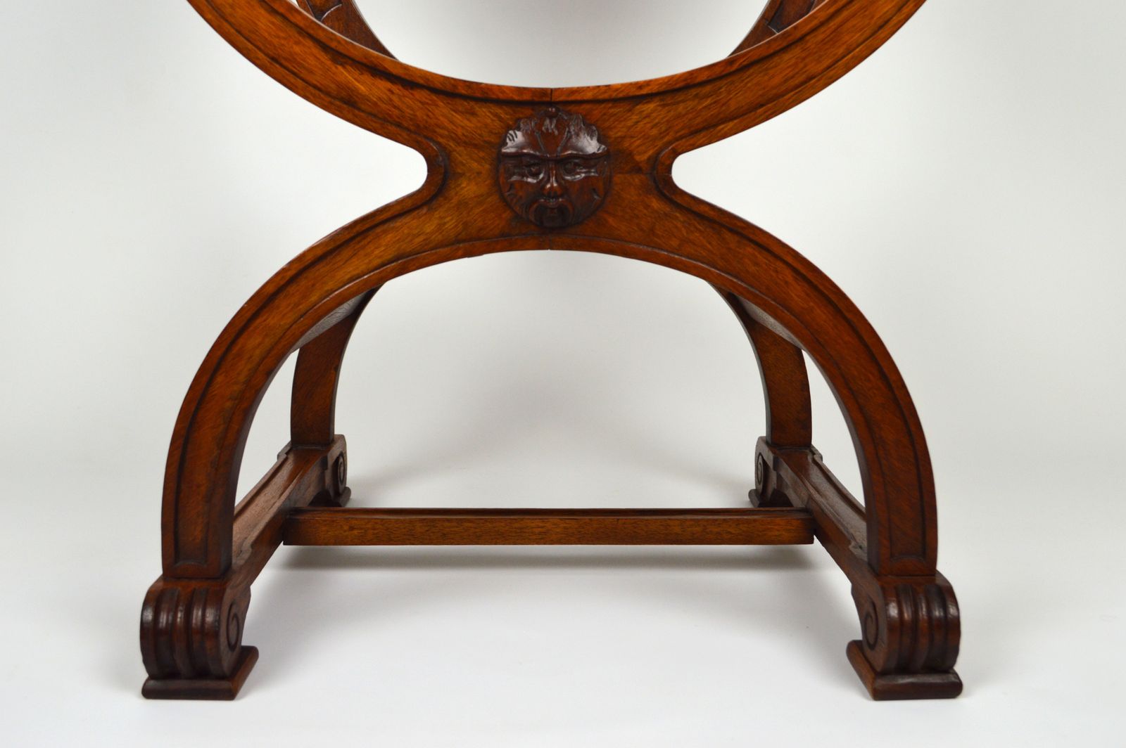 1164.0 French Carved Walnut Curule Or Armchair, Renaissance Revival photo