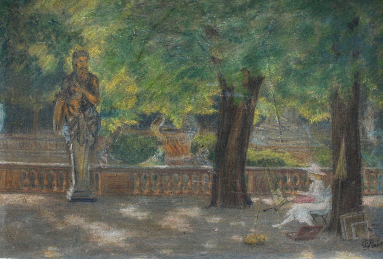 'Painter In The Jardin De Luxembourg, Paris' French School (1919) photo for sale