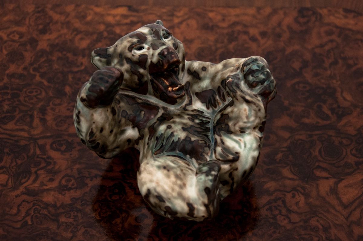 Glazed Stoneware Lying Bear Figurine, Knud Kyhn For Royal Copenhagen #20271 photo furniture