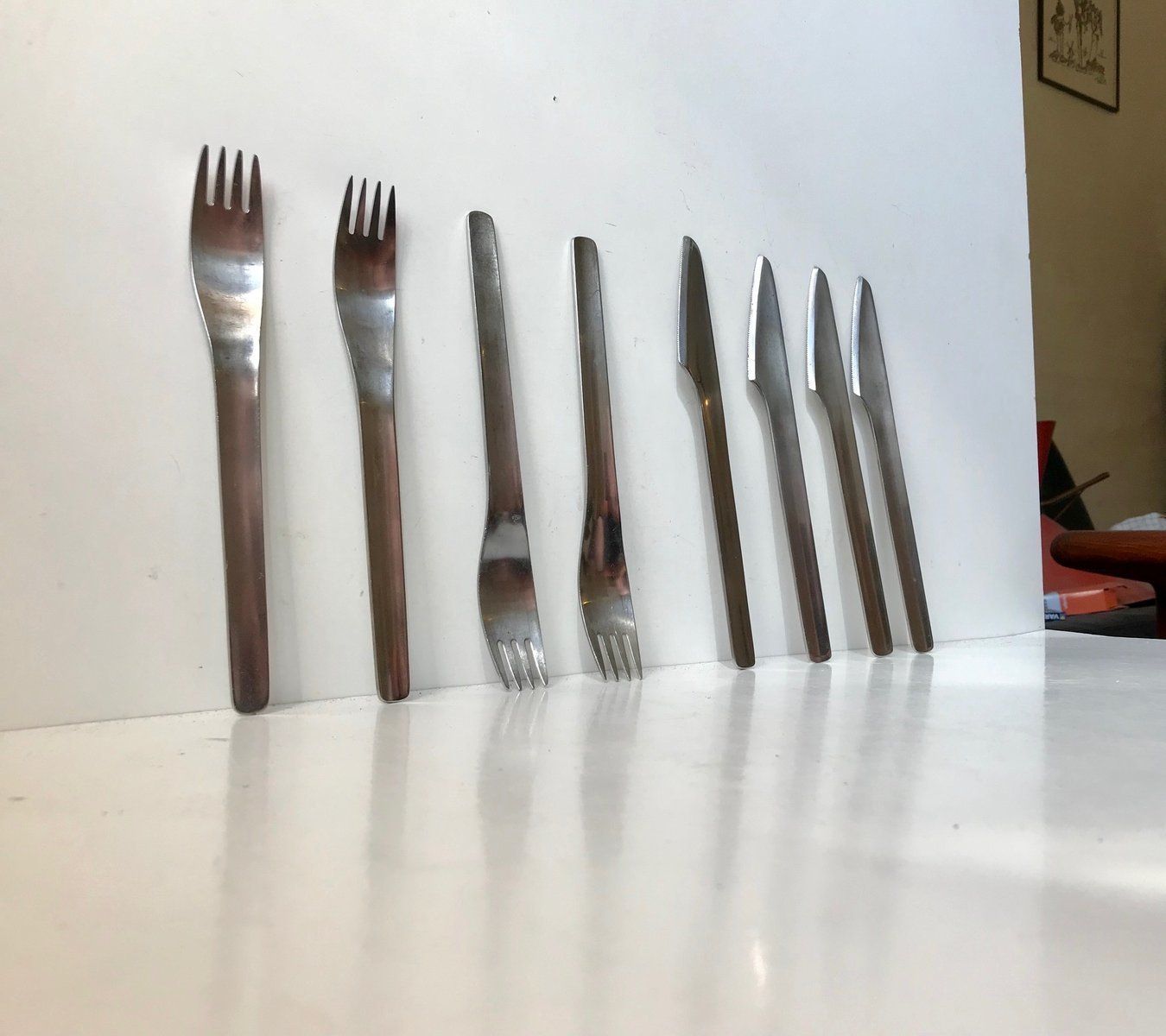 Scandinavisch modern Deens stalen bestek door Erik Magnussen voor Stelton, jaren 1990 photo furniture