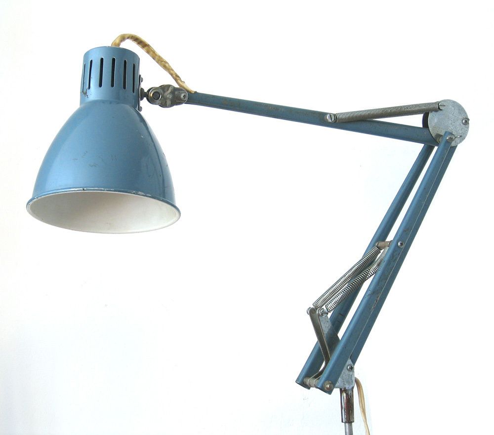 Metaalblauw Vintage Bureaulampje Uit De Jaren 1960 photo Verlichting