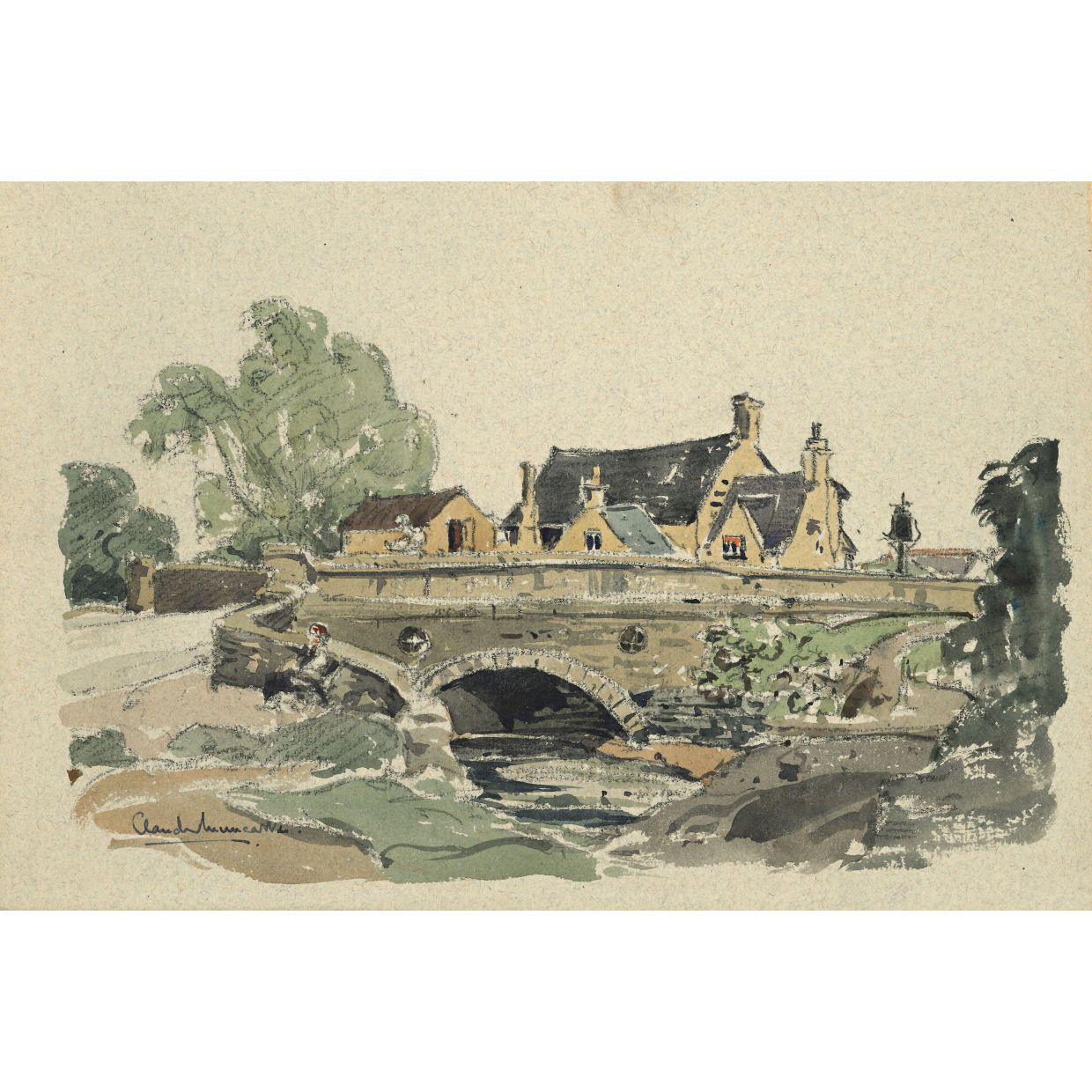 Claude Muncaster South Cerney Gloucestershire The Old George Inn Watercolour
