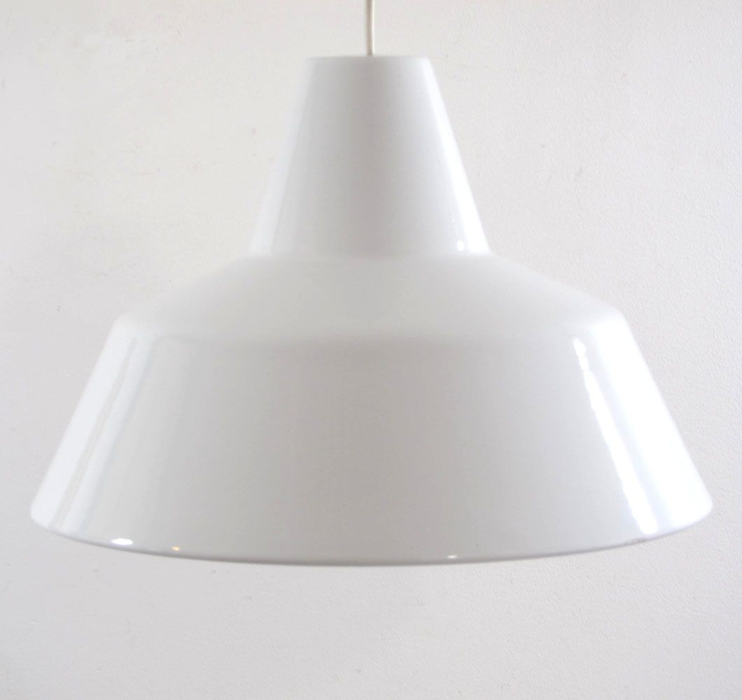 Louis Poulsen Lamp – Vintage Wit Emaille Hanglamp photo for sale