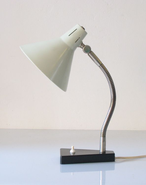 H. Busquet, Hala Sixties Grijze Vintage Bureaulamp