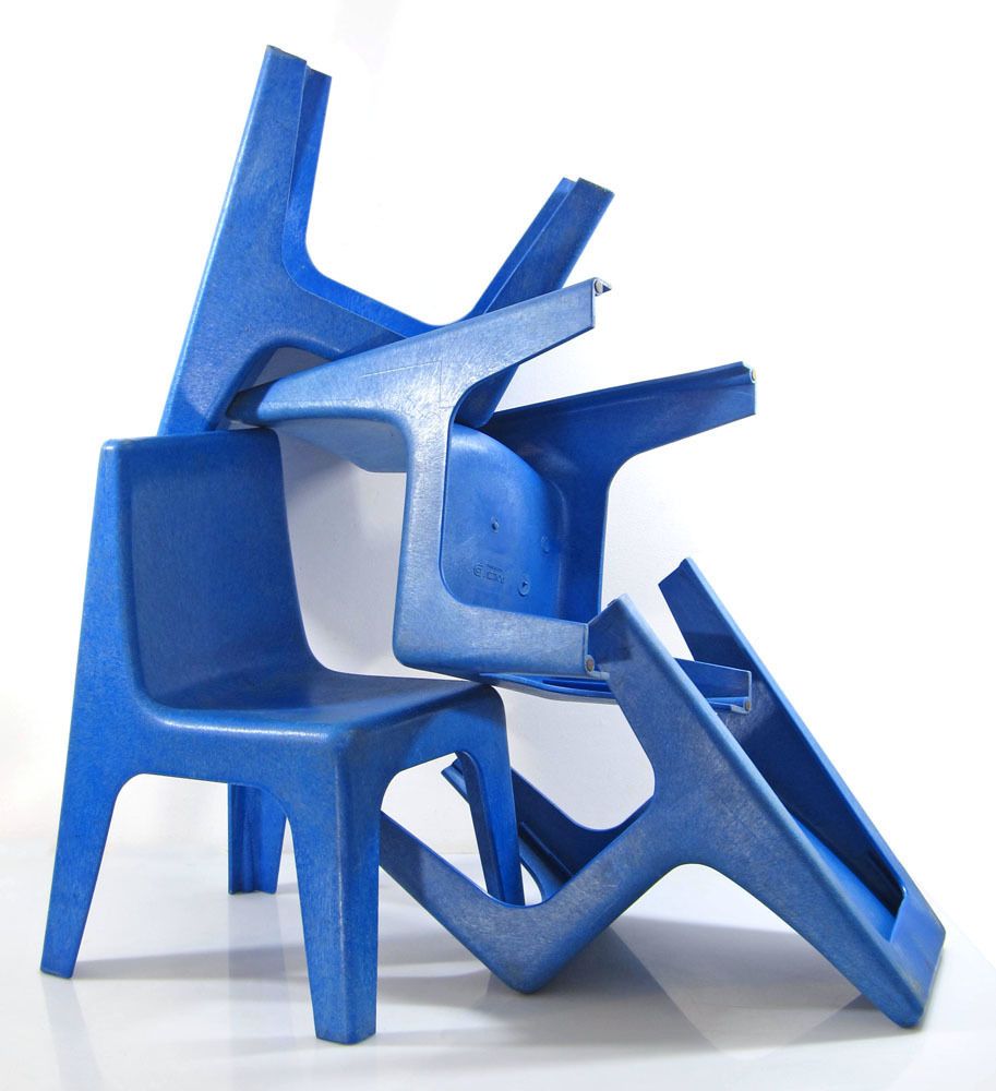 Blue Childrens Chairs Seventies Design photo for sale