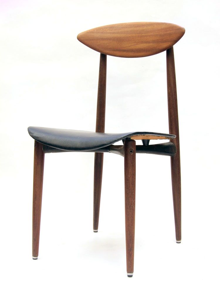 Scandinavische Houten Stoel Met Metaal, Jaren 1960