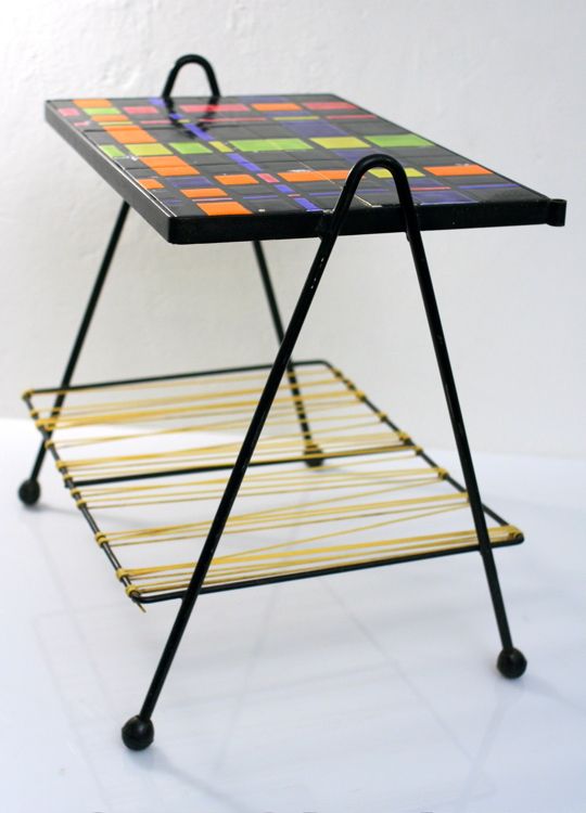 Vintage Salontafel Met Tegeltablad Uit De Jaren 1950 photo furniture