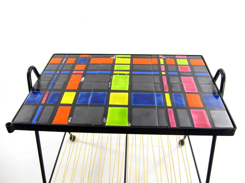 Vintage Salontafel Met Tegeltablad Uit De Jaren 1950 photo Meubels