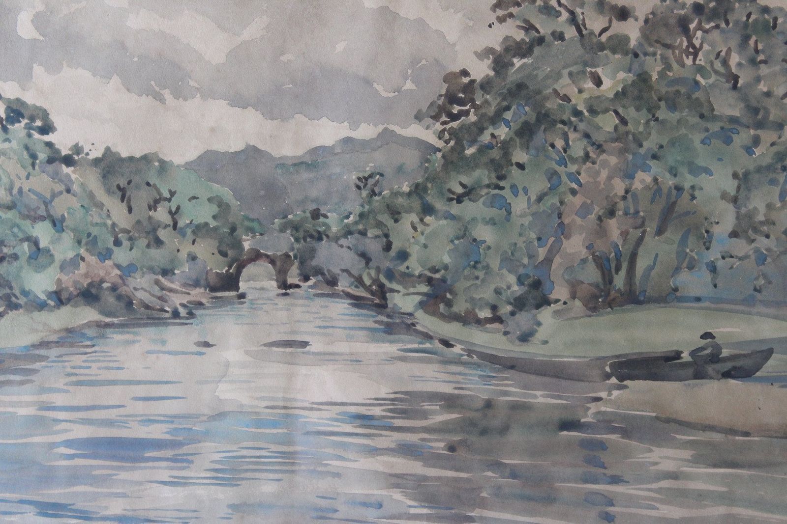 Dorothy Alicia Lawrenson A River Landscape Watercolour