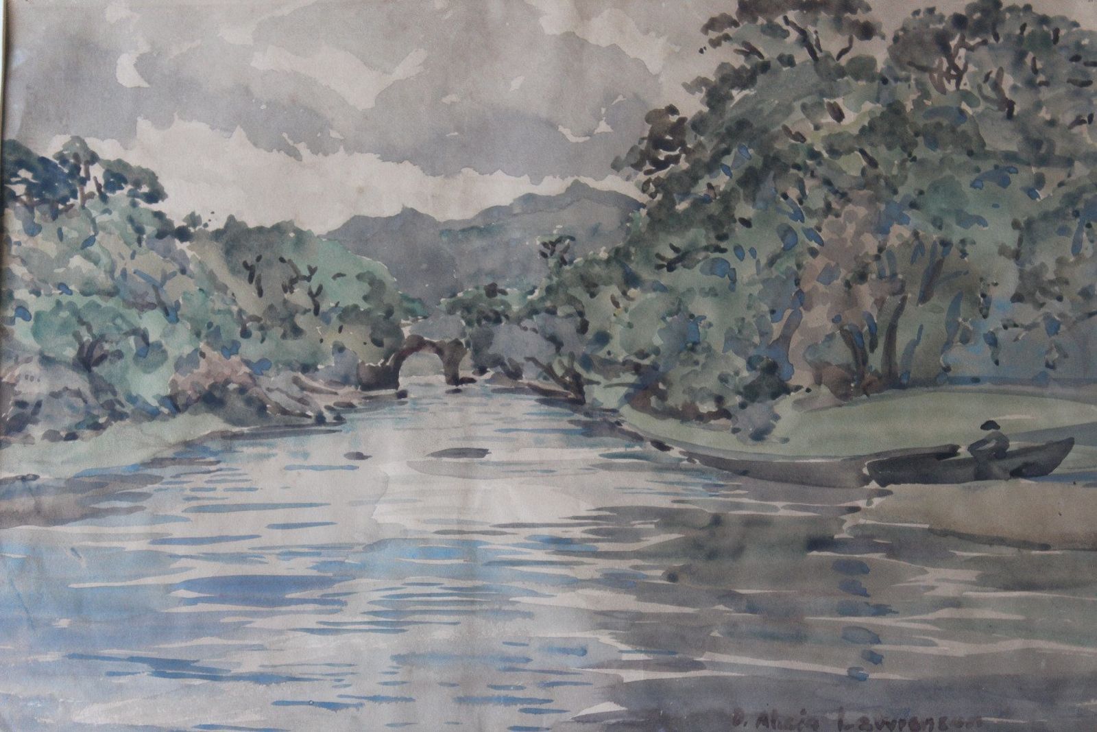 Dorothy Alicia Lawrenson A River Landscape Watercolour photo Art