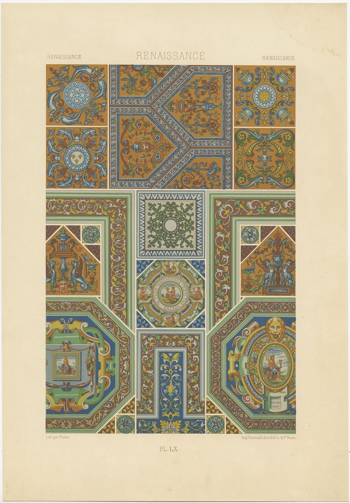Pl. 65 Antique Print Of Decorative Art In The Renaissance Period By Rachinet (1869)